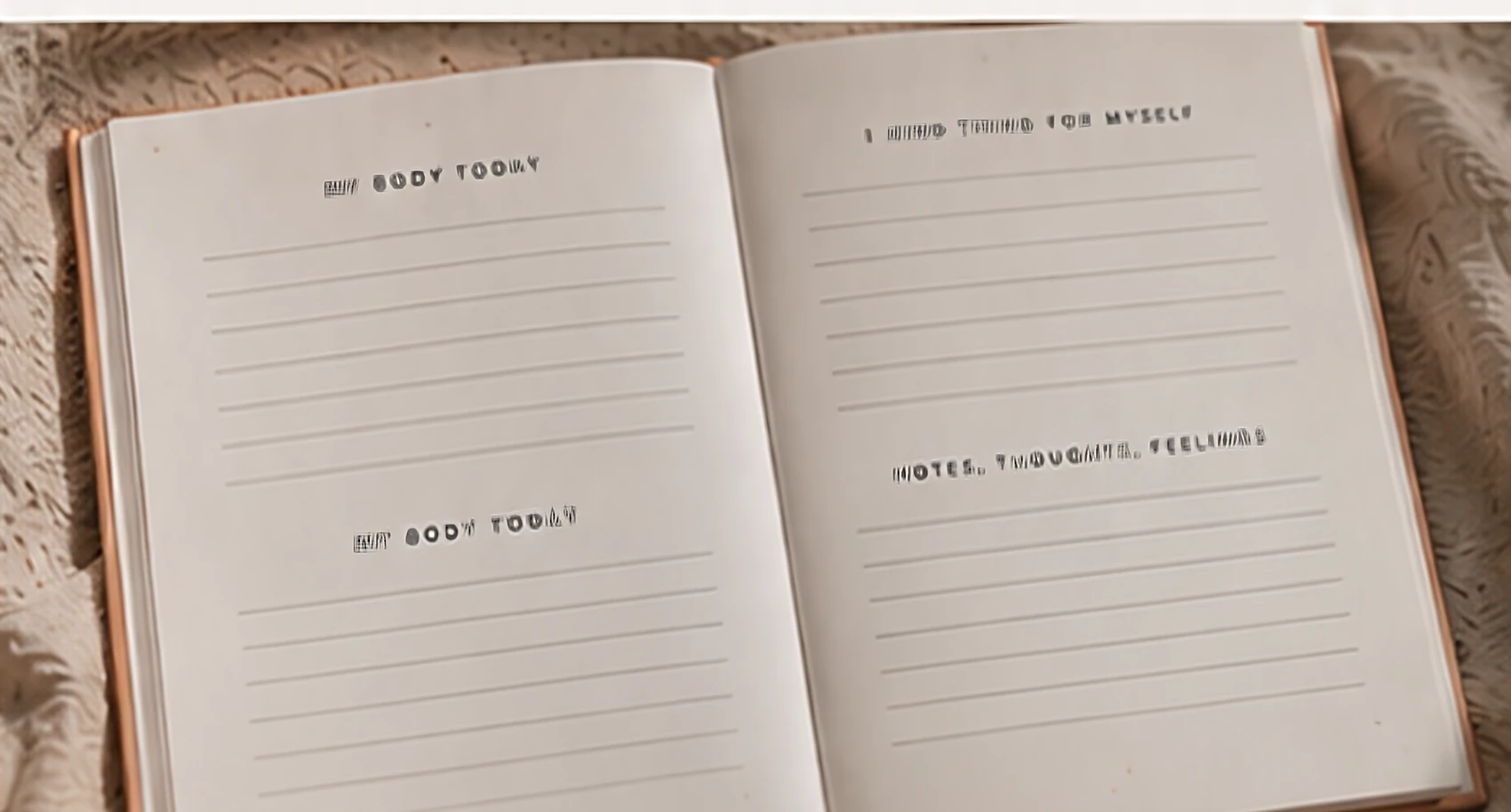 Open pages: My body today, One kind thing for myself